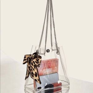 Clear purse w/ cheetah bow